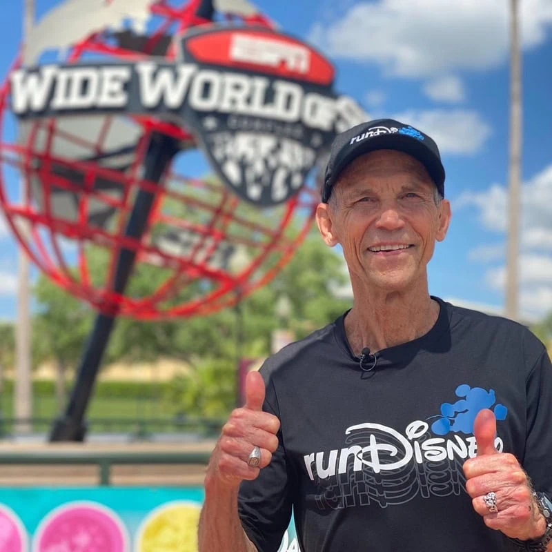 Jeff Galloway thumbs up at ESPN Wide World of Sports.